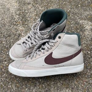 Nike Gray and Maroon High-Top Sneakers
